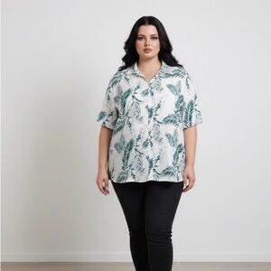 Women's Green Leaf Print Top